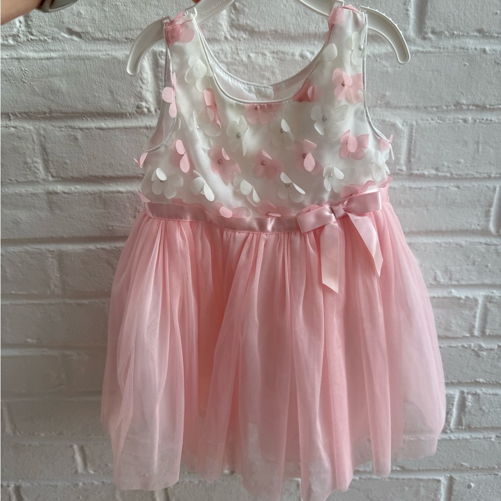 Youngland Pink and White Floral Kids Formal Dress